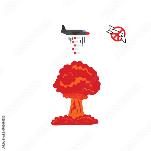 Environmental War Awareness Icons – Anti-War Graphics for Nature Protection and Sustainability
