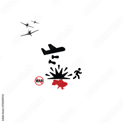 Environmental War Awareness Icons – Anti-War Graphics for Nature Protection and Sustainability