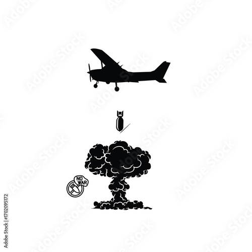 Environmental War Awareness Icons – Anti-War Graphics for Nature Protection and Sustainability