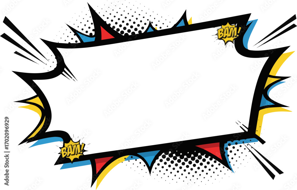 Obraz premium Create a Full HD American comic style graphic banner frame vector art with white background.