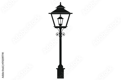 lamp post light black and white silhouette