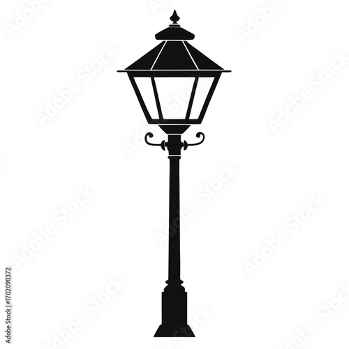 lamp post light black and white silhouette