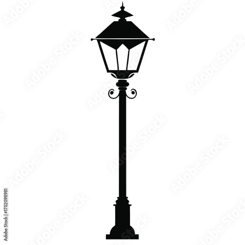 lamp post light black and white silhouette