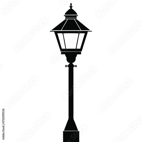 lamp post light black and white silhouette