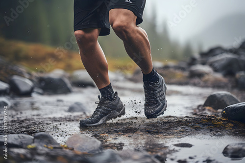 Running on rocky terrain at night with sparks flying from the ground underfoot