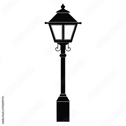 lamp post light black and white silhouette