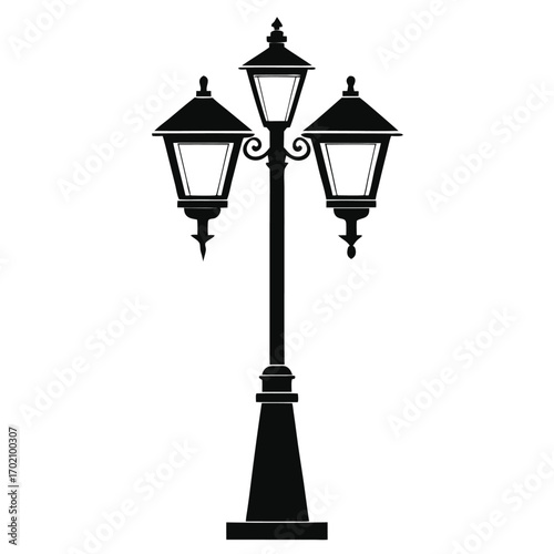 lamp post light black and white silhouette