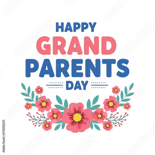Happy grandparents day greeting floral illustration celebration family love vector