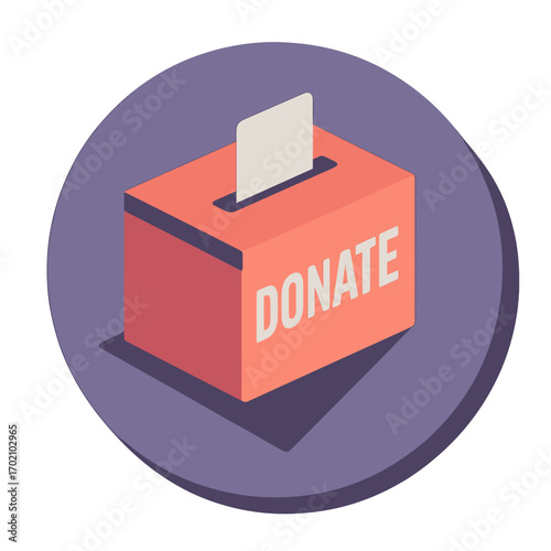 Brightly colored donation box with a ballot slot for charitable contributions