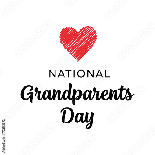 Celebrate national grandparents day with love heart icon and calligraphy text vector