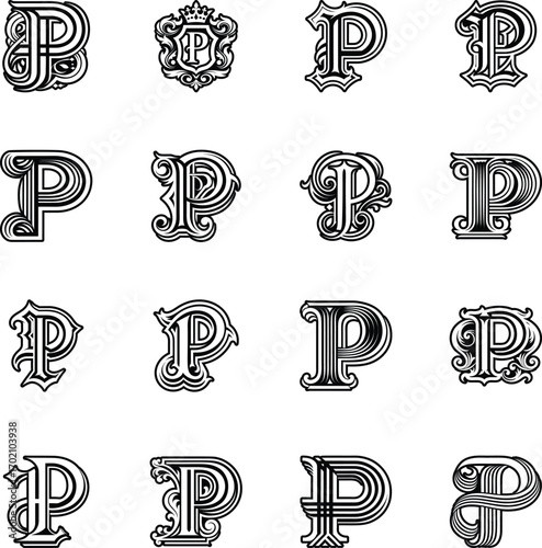 Collection of Glyph Style P Logo Art 

