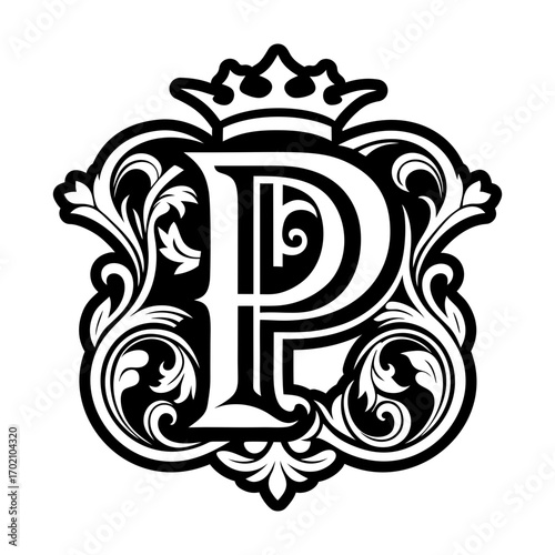 Abstract alphabet p logo in glyph style