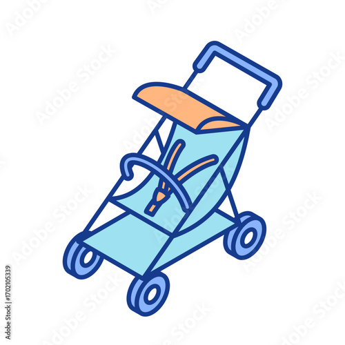 Isometric illustration of a stroller