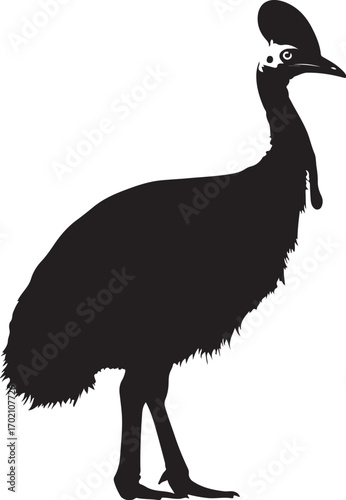 Elegant cassowary silhouette for striking designs