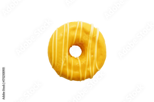 Yellow donut with mango flavor isolated on white background