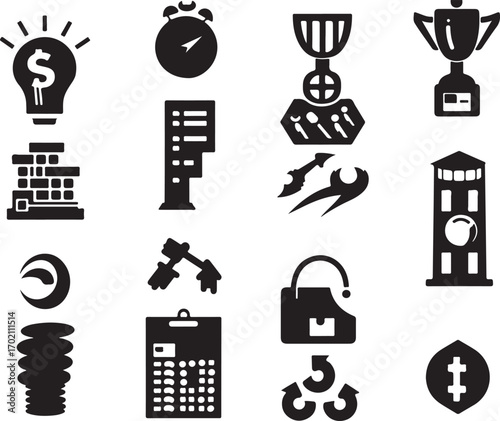 Business and life goals icons for commercial projects