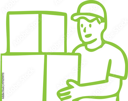Vector Illustration of Courier Delivery Worker