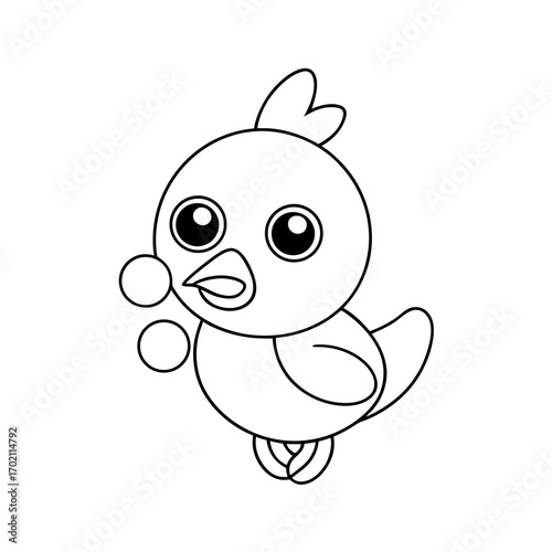 Chick Picking Flowers Coloring Page