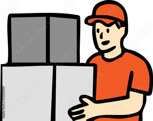 illustration of delivery workers in uniform handling package