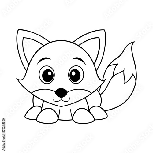 Fox Playing Hide and Seek Coloring Page