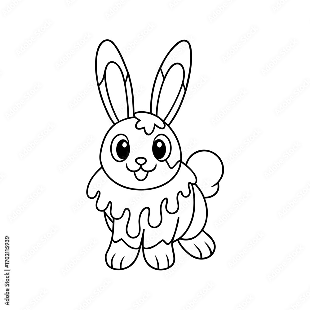 Obraz premium Cheerful Bunny Snow Play Coloring Page