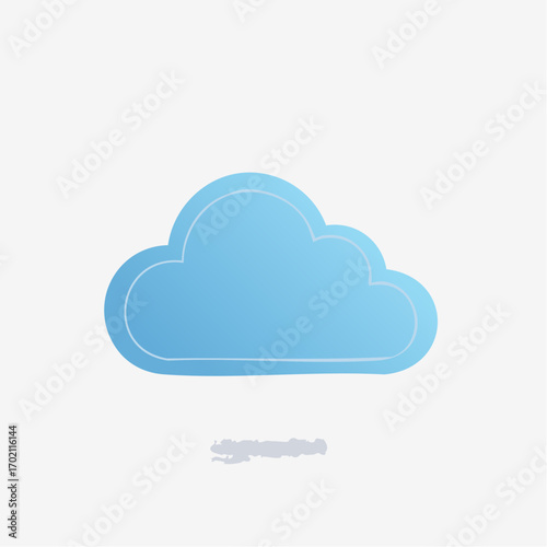 Nuage bleu forme simple, fond blanc