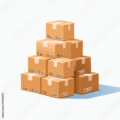 Pile de cartons, colis, 3D