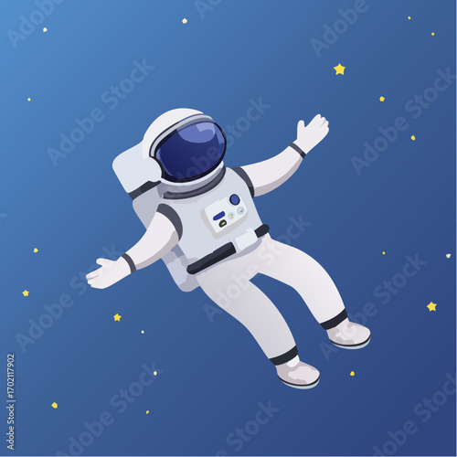 Astronaute flottant en apesanteur dans l'espace