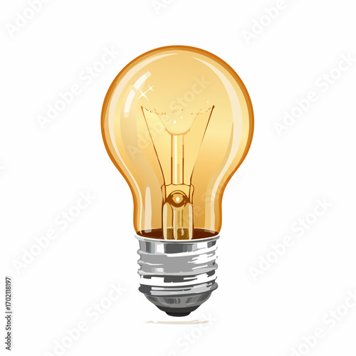 Jolie ampoule à incandescence allumée, culot à vis, arrière plan blanc uni