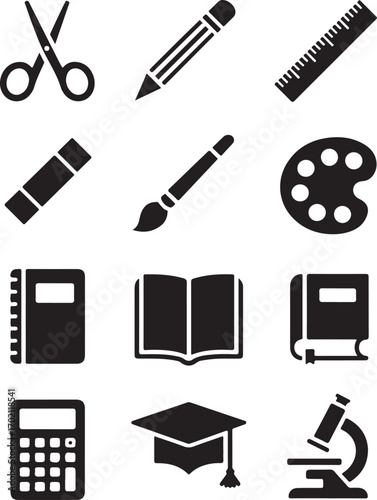 Education icons for school and learning success