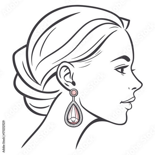Elegant Woman's Profile with Glamorous Teardrop Earrings