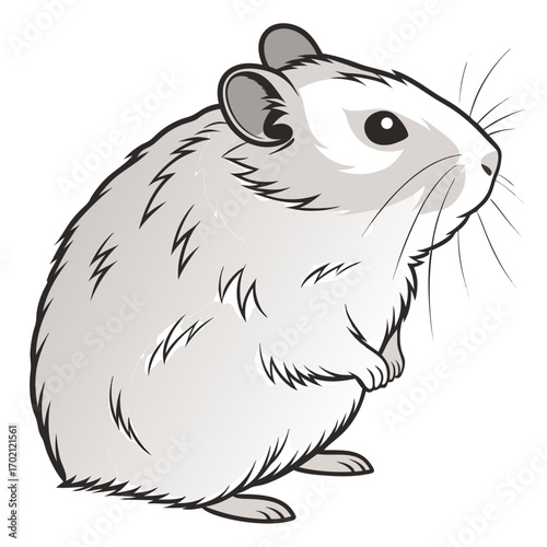 Cute Gray Hamster Illustration Adorable Rodent Cartoon