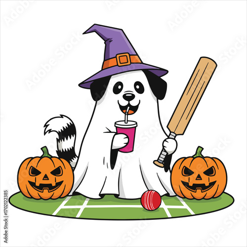 Halloween pumpkin set with witch hat spooky cartoon illustration for holiday design