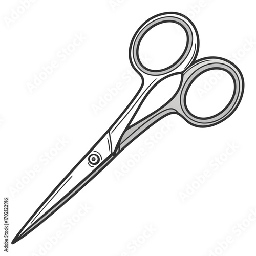 Detailed illustration of small, sharp scissors designed for precision tasks and intricate cutting