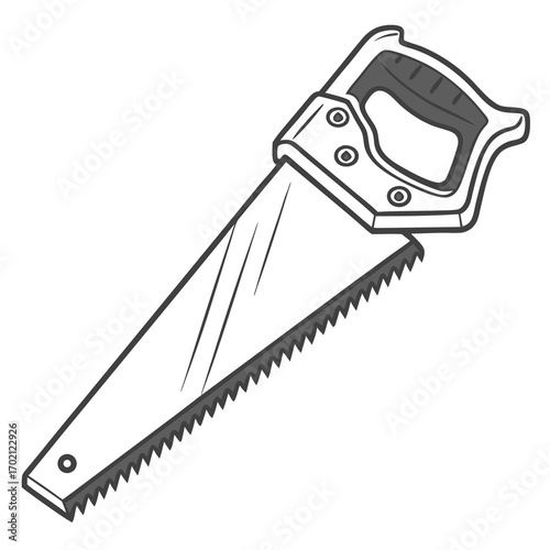 Classic hand saw illustration for woodworking and carpentry projects