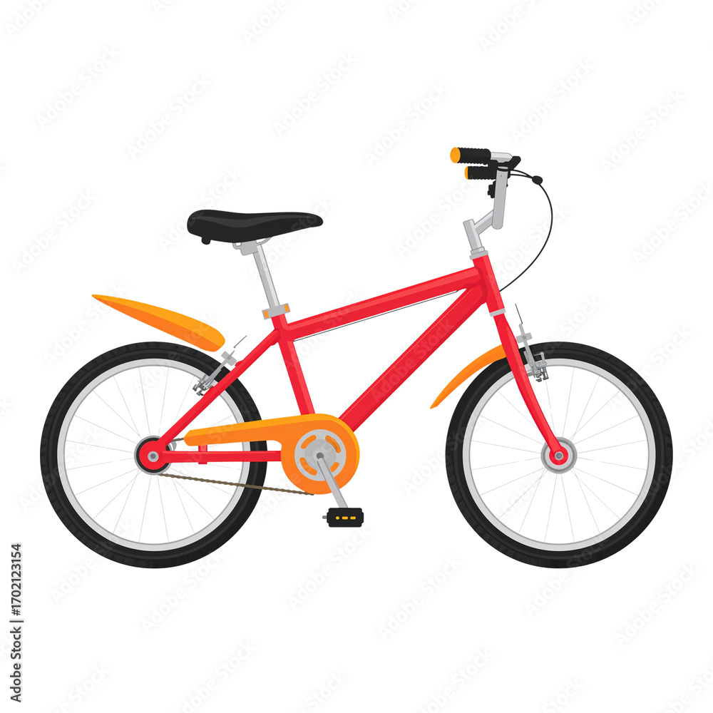 Obraz premium Cartoon style red bicycle illustration against a black background offers a clean design element