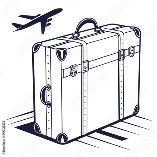 Vintage Suitcase and Airplane Symbolizing a Travel Adventure