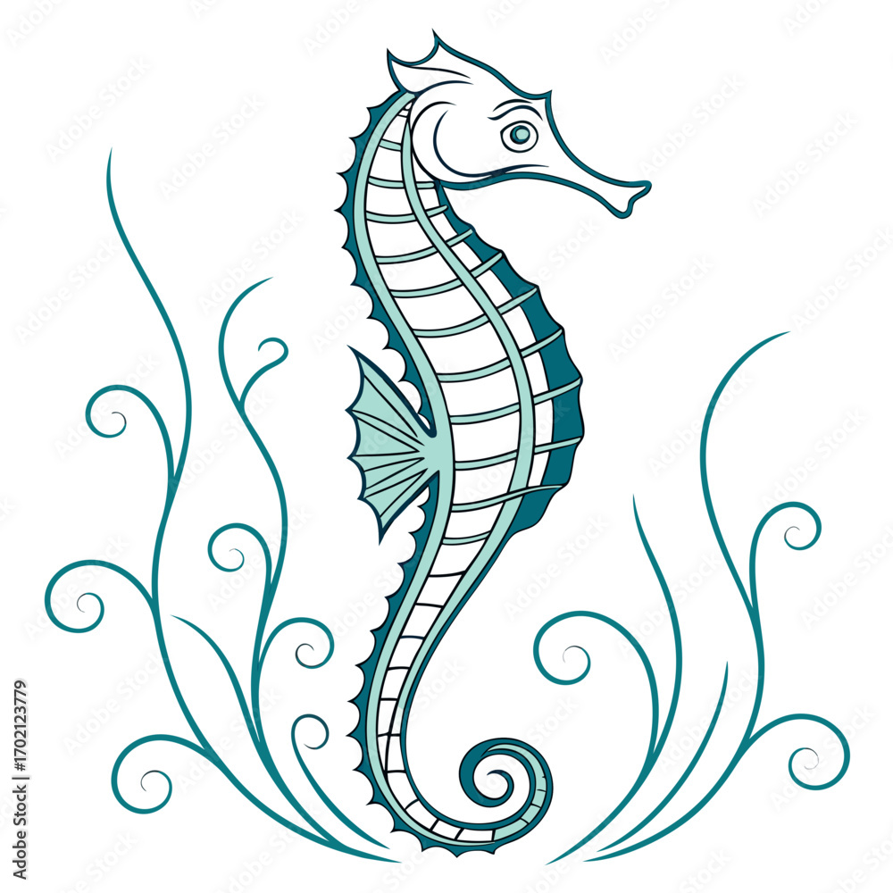 Fototapeta premium Elegant Sea Horse Illustration