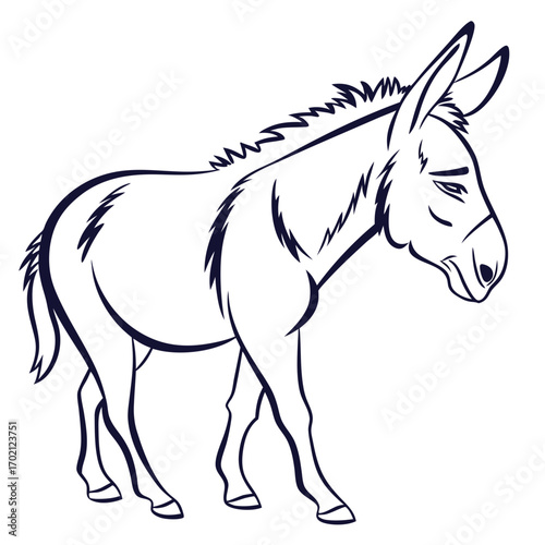 Sad donkey illustration with drooping ears
