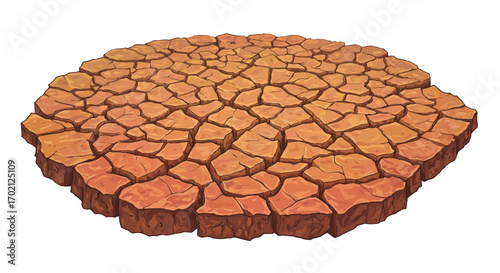 Cracked Earth Surface Illustration with Dry Soil Texture.