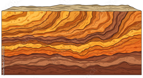 CrossSection of Earth Layers with Varied Soil Colors and Textures.