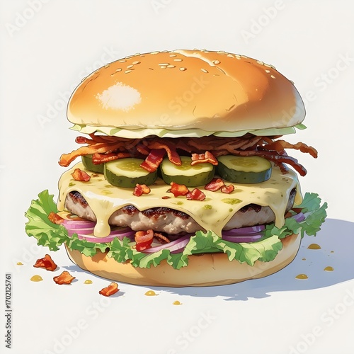 Wallpaper Mural burger illustration on white background Torontodigital.ca