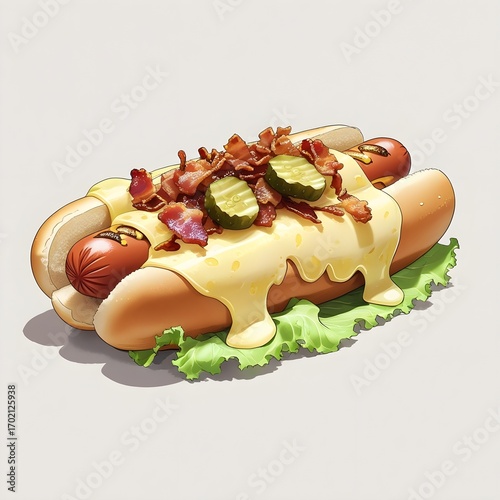 Wallpaper Mural hot dog with mustard and melted cheeze Torontodigital.ca
