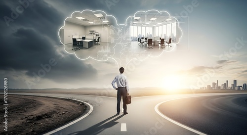 Businessman Choosing Career Path.