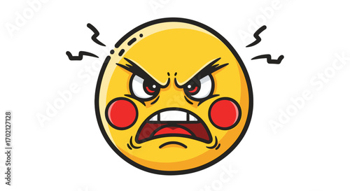 An Extremely Angry Emoji Expressing Intense Frustration and Rage with Sharp Teeth and Red Eyes