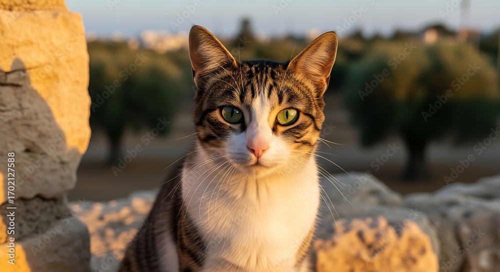 Obraz premium Cat looking at the camera outdoors.