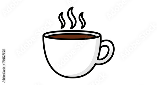 A Delicious Hot Cup of Dark Rich Coffee Emitting Wisps of Steam on a Black Background
