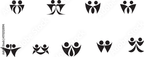 Abstract figures embracing togetherness unity