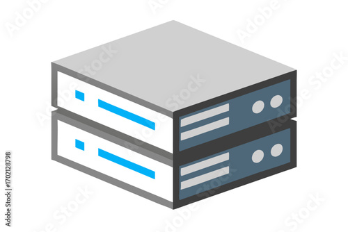 Isometric view of two server rack units stacked