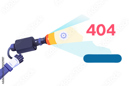 Robot arm projecting a 404 error message